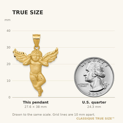 14K Satin Angel Pendant