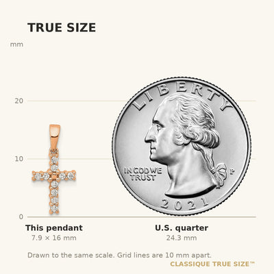 14K Rose Gold Diamond Latin Cross Pendant