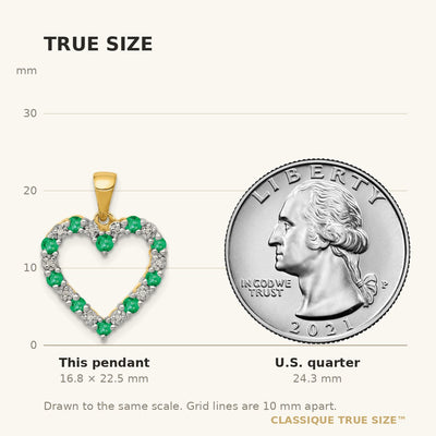 14K Diamond and Emerald Heart Pendant