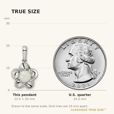 Sterling Silver Rhodium-plated Floral Created Opal Pendant