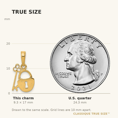 14K Polished Key and Lock Charm
