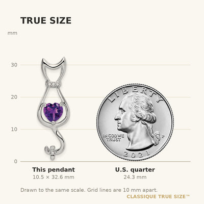 14K White Gold Amethyst and Diamond Cat Pendant