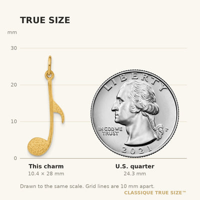 14K Satin Musical Note Charm