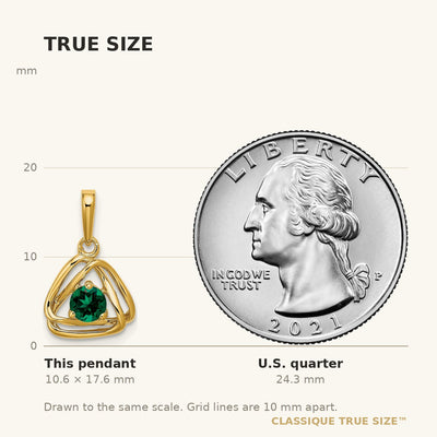 14K Created Emerald Triangle Pendant