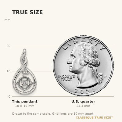 14K White Gold Holds Pearl & Diamond Pendant Mounting
