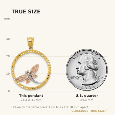 14K Two-tone w/White Rhodium Dragonfly Pendant