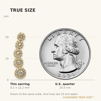 14K CZ Circles Polished Ear Climber Earrings