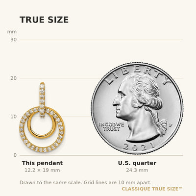 14K Polished 1/4 carat Diamond Double Circle Dangle Pendant