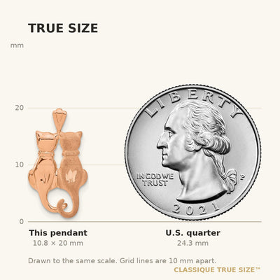 14K Rose Gold Polished and Textured Sitting Cats Pendant