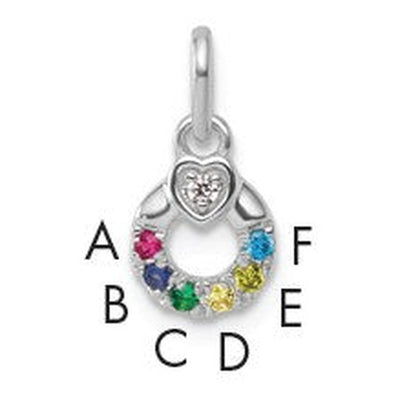 14K WG Dia. Heart w/6 Birthstone Mother's Circle Pend Semi-Mount
