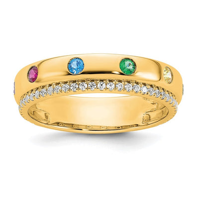 14K 6 Genuine Birthstone and Diamond Mother's Ring