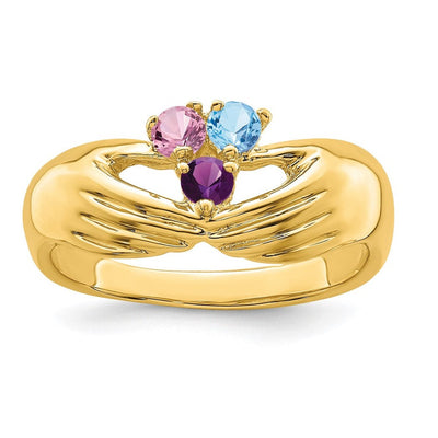 14K 3 Genuine Stone Family Ring