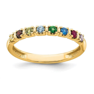 14K Yellow Gold 8 Genuine Birthstone Mother's Ring
