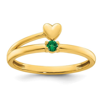 14K Heart with 1 Genuine Birthstone Mother's Ring