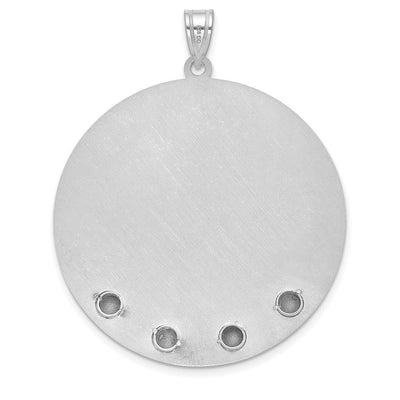 14K White Gold Circle w/4 Birth Flower and Birthstone Pendant