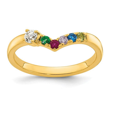 14K 5 Genuine Birthstone with Diamond Mother's Ring