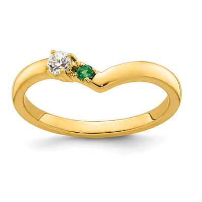 14K 1 Genuine Birthstone with Diamond Mother's Ring