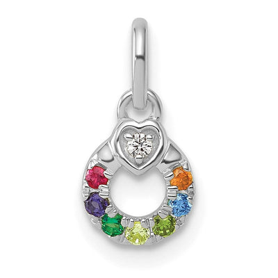14K WG Dia. Heart w/7 Birthstone Mother's Circle Pend Semi-Mount