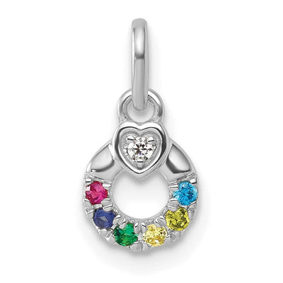 14K WG Dia. Heart w/6 Birthstone Mother's Circle Pend Semi-Mount