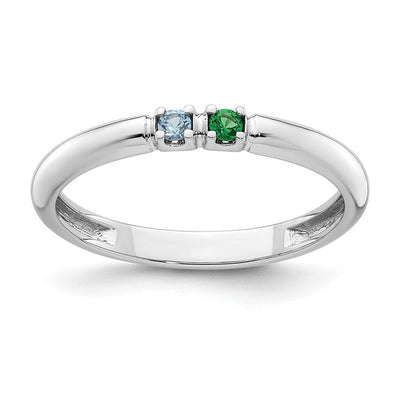 14K White Gold Genuine 2 Birthstone Mother's Ring