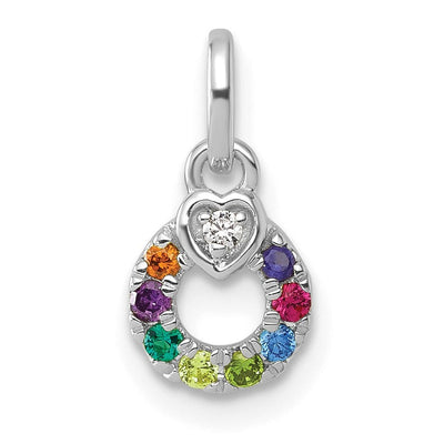 14K WG Dia. Heart w/8 Birthstone Mother's Circle Pend Semi-Mount