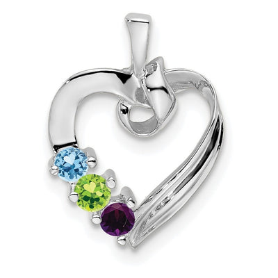 14K White Gold 3 Stone Family Pendant Mounting, 19 x 13mm