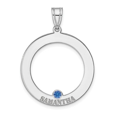 SS/Rhodium-plated 1 Birthstone Circle with SS Bezel Family Pendant
