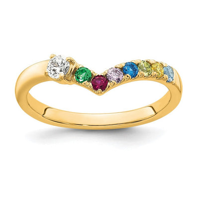 14K 7 Genuine Birthstone with Diamond Mother's Ring