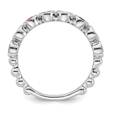 14K White Gold 8 Birthstone Mother's Ring