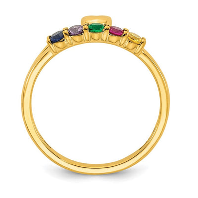 14K Heart with 5 Genuine Birthstone Mother's Ring