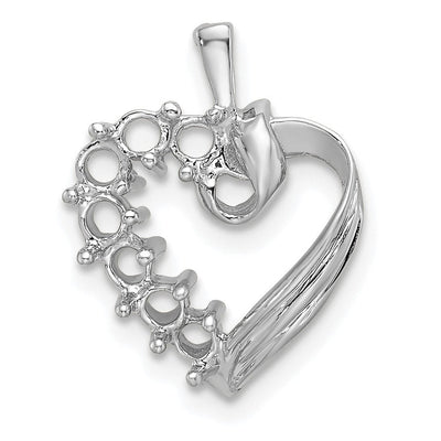 14K White Gold 7 Stone Family Pendant Mounting, 19 x 13mm