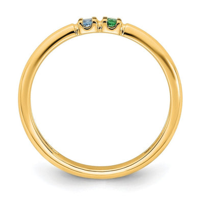 14K Yellow Gold 2 Genuine Birthstone Mother's Ring