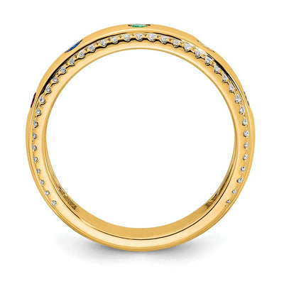 14K 5 Genuine Birthstone and Diamond Mother's Ring