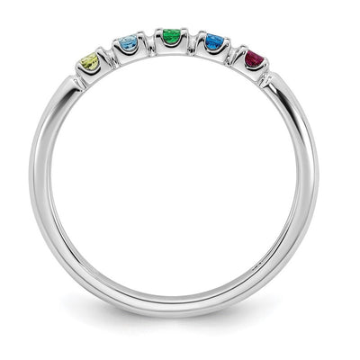 14K White Gold Genuine 5 Birthstone Mother's Ring