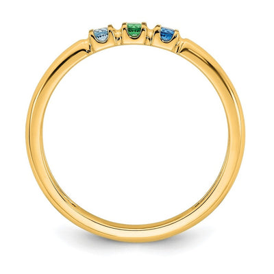 14K Yellow Gold 3 Genuine Birthstone Mother's Ring