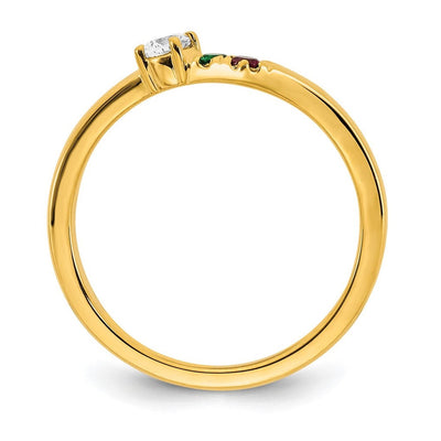 14K 2 Genuine Birthstone with Diamond Mother's Ring