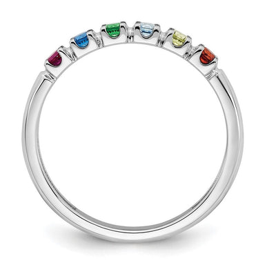 14K White Gold Genuine 6 Birthstone Mother's Ring