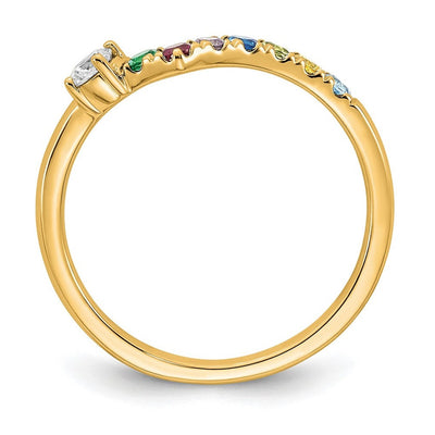 14K 7 Genuine Birthstone with Diamond Mother's Ring