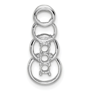 14K White Gold 3 Stone Family Pendant Mounting, 20 x 8mm