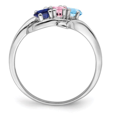 Sterling Silver Rhodium-plated Genuine 3 Stone Mother's Ring
