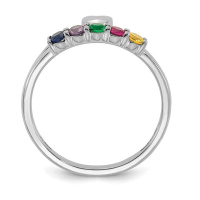 14K White Gold Heart with 5 Genuine Birthstone Mother's Ring