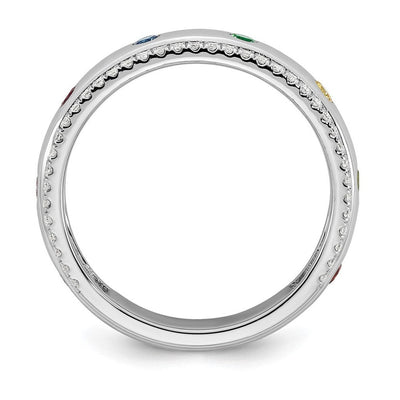 14K WG 8 Genuine Birthstone and Diamond Mother's Ring