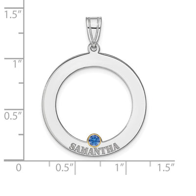 SS/Rhod-plated 1 Birthstone Circle with 14K Bezel Family Pendant
