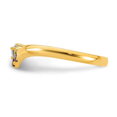 14K 3 Genuine Birthstone with Diamond Mother's Ring