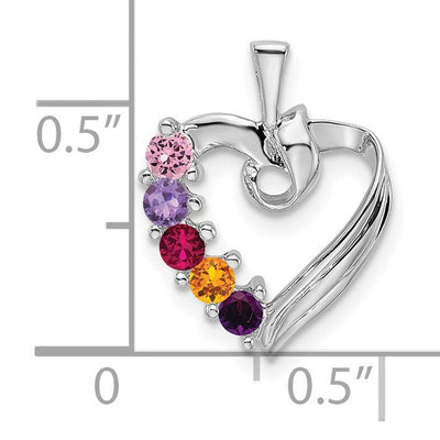 14K White Gold 5 Stone Family Pendant Mounting, 19 x 13mm