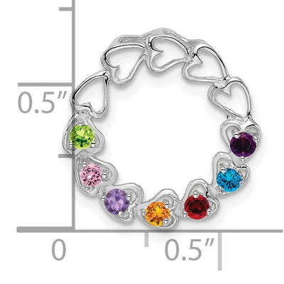14K White Gold 7 Stone Family Pendant Mounting, 19 x 19mm