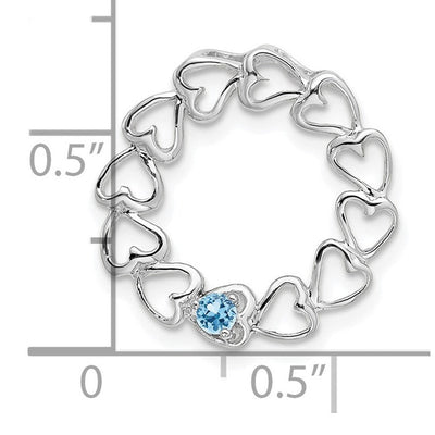 14K White Gold 1 Genuine Stone Family Pendant, 19 x 19mm