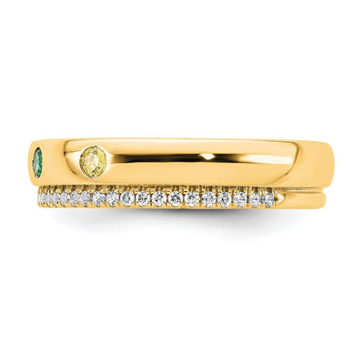 14K 4 Genuine Birthstone and Diamond Mother's Ring