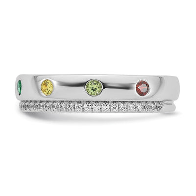 14K WG 7 Genuine Birthstone and Diamond Mother's Ring