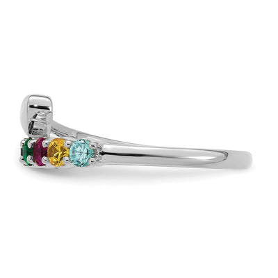 14K White Gold Heart with 8 Genuine Birthstone Mother's Ring